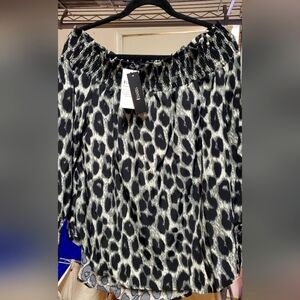 Zanzea Black and White Leopard Print Blouse